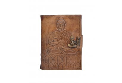 Antique Design Handmade Buddha Embossed Leather Journal Notebook Charcoal Color Journals Notebook & Sketchbook